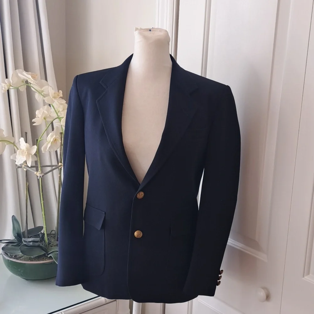 Nordstrom Boys Classic Navy Wool Blend Blazer/Sports Coat Uniform/Formal S-14